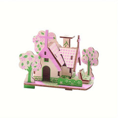 3D Jigsaw Puzzle Wooden Panels DIY Model House Educational Building Blocks