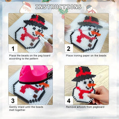 Christmas Fuse Beads Kit 2 Pcs 1200 Iron On Beads 2 Tweezers Pin Board Stencils