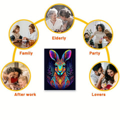 Kangaroo Wooden Jigsaw Puzzle Irregular Shape Particles Improve Focus