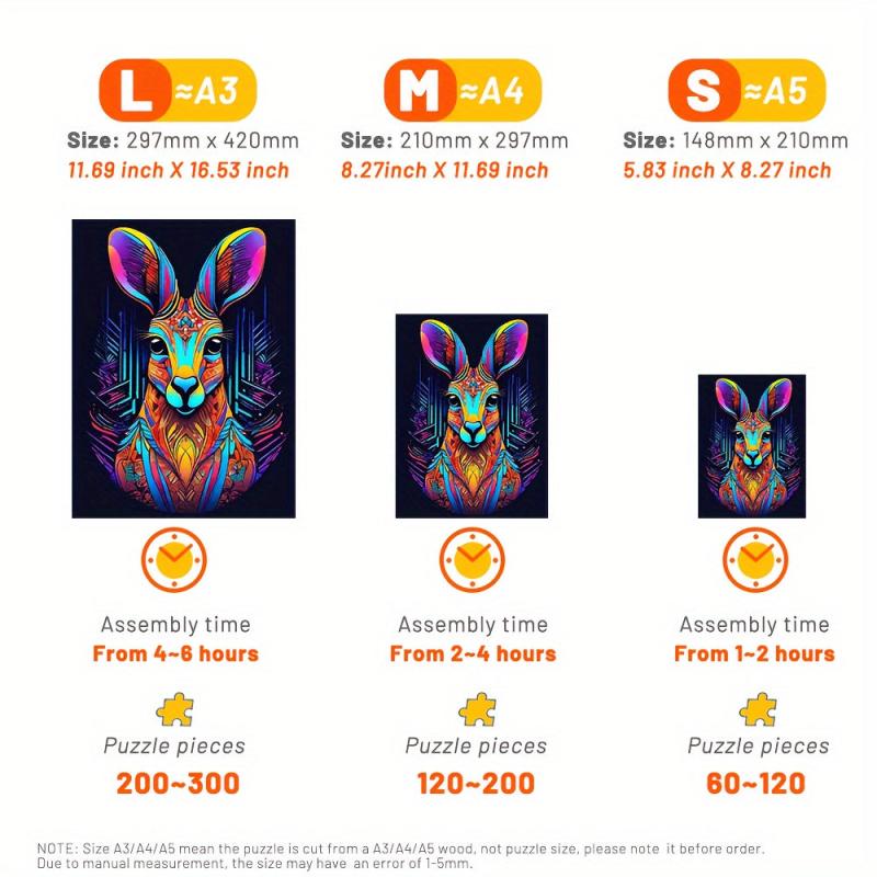 Kangaroo Wooden Jigsaw Puzzle Irregular Shape Particles Improve Focus