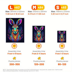 Kangaroo Wooden Jigsaw Puzzle Irregular Shape Particles Improve Focus
