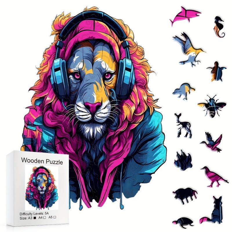 Colorful Lion Wooden Puzzle Magic Toy