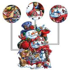 Christmas Snowman Animal Wooden Puzzle - Irregular Animal Fragments