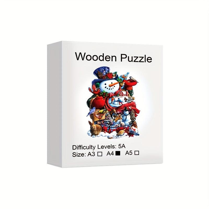 Christmas Snowman Animal Wooden Puzzle - Irregular Animal Fragments