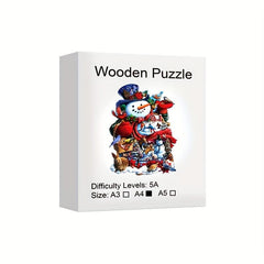 Christmas Snowman Animal Wooden Puzzle - Irregular Animal Fragments