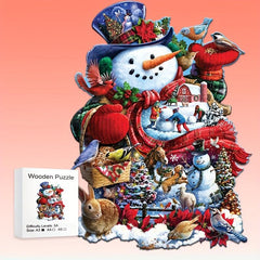 Christmas Snowman Animal Wooden Puzzle - Irregular Animal Fragments