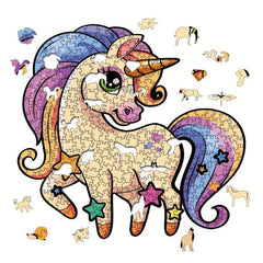 Star Unicorn Irregular Wooden Puzzle With Wooden Box