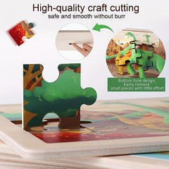 24 Pc Wooden Dinosaur Puzzles Educational Brain Teaser Montessori Toys