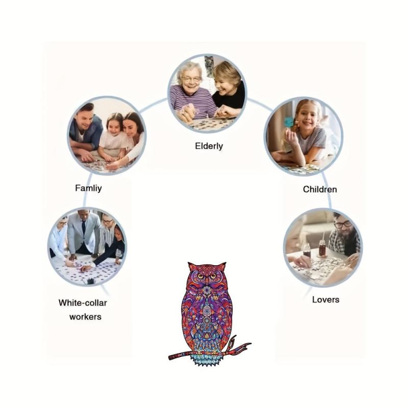Wooden Owl Puzzle Special Shapes Creative Adults Birthday Party Games Decor
