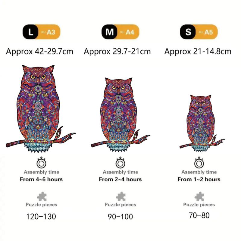Wooden Owl Puzzle Special Shapes Creative Adults Birthday Party Games Decor
