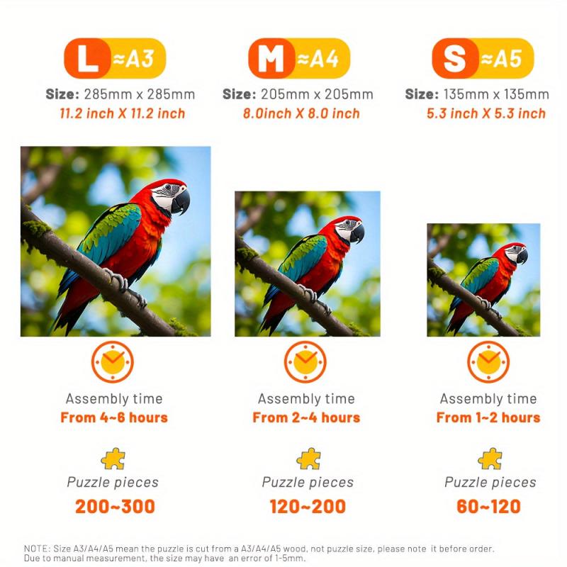 Parrot Wooden Jigsaw Puzzle Irregular Shape Focus Exercise Christmas Gift