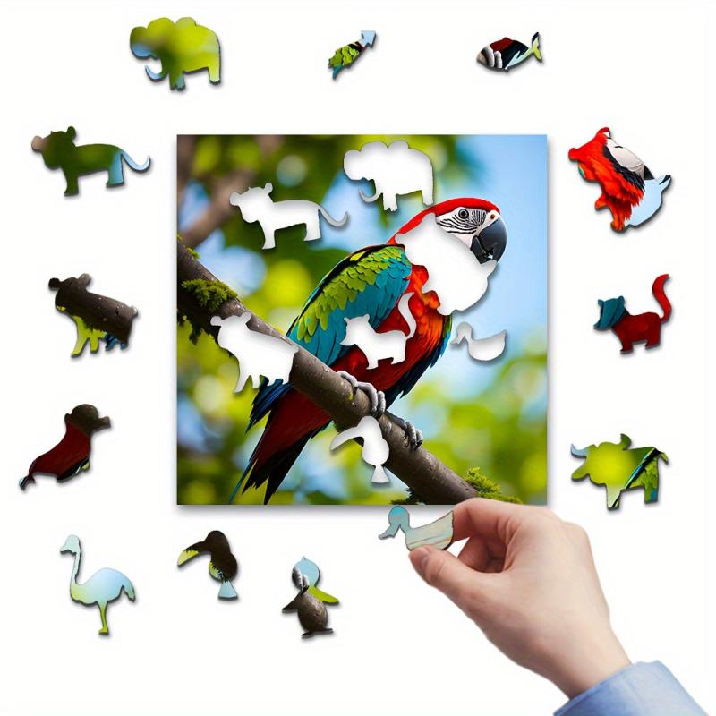 Parrot Wooden Jigsaw Puzzle Irregular Shape Focus Exercise Christmas Gift