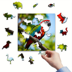 Parrot Wooden Jigsaw Puzzle Irregular Shape Focus Exercise Christmas Gift