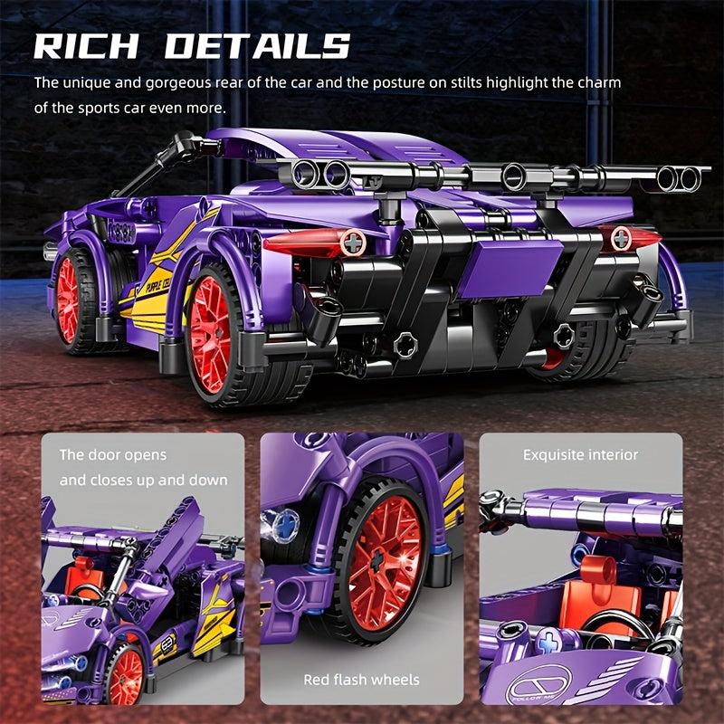 469pcs Purple Sports Car Model Toy Building Blocks Racing Bricks