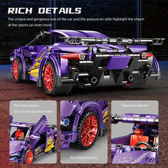 469pcs Purple Sports Car Model Toy Building Blocks Racing Bricks