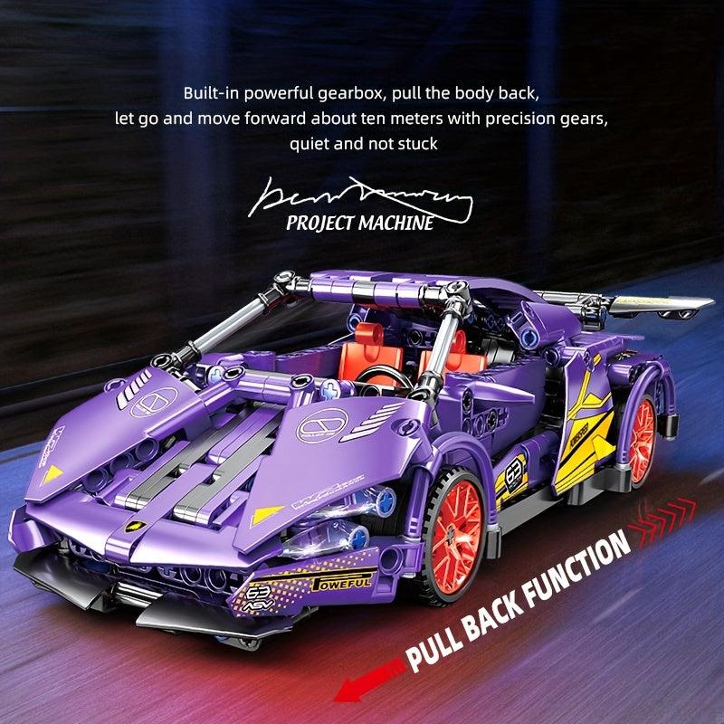 469pcs Purple Sports Car Model Toy Building Blocks Racing Bricks