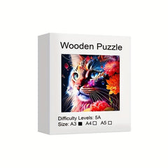 Cat Wooden Puzzle Irregular Shaped Animal Party Game Christmas Gift