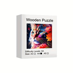Cat Wooden Puzzle Irregular Shaped Animal Party Game Christmas Gift