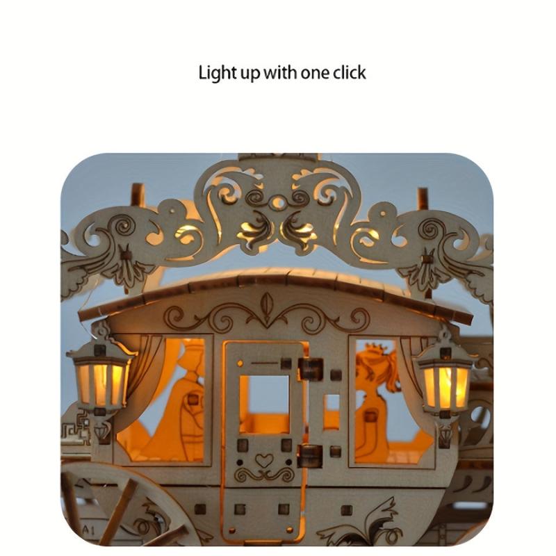 241pcs 3D Wooden Carriage Diorama Puzzles - High End Nightlights for Kids