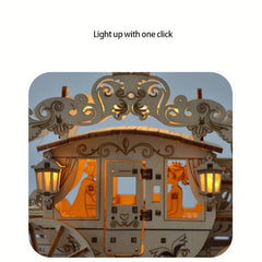 241pcs 3D Wooden Carriage Diorama Puzzles - High End Nightlights for Kids