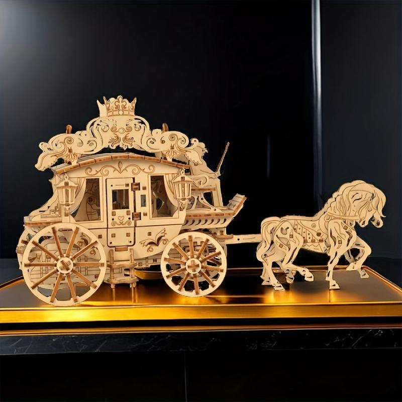 241pcs 3D Wooden Carriage Diorama Puzzles - High End Nightlights for Kids