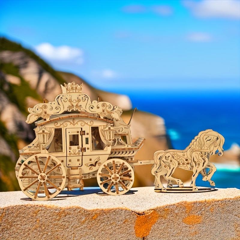 241pcs 3D Wooden Carriage Diorama Puzzles - High End Nightlights for Kids
