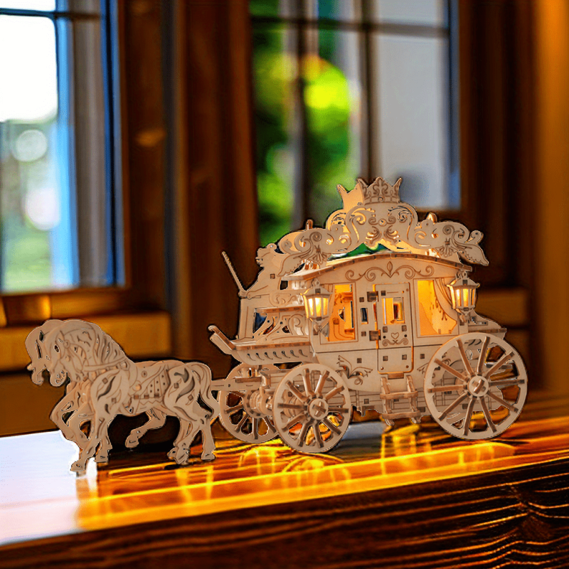 241pcs 3D Wooden Carriage Diorama Puzzles - High End Nightlights for Kids