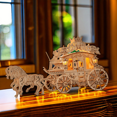241pcs 3D Wooden Carriage Diorama Puzzles - High End Nightlights for Kids
