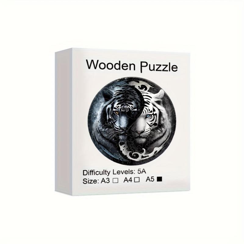 Wooden Puzzle Yin Yang Tiger Decoration Party Game