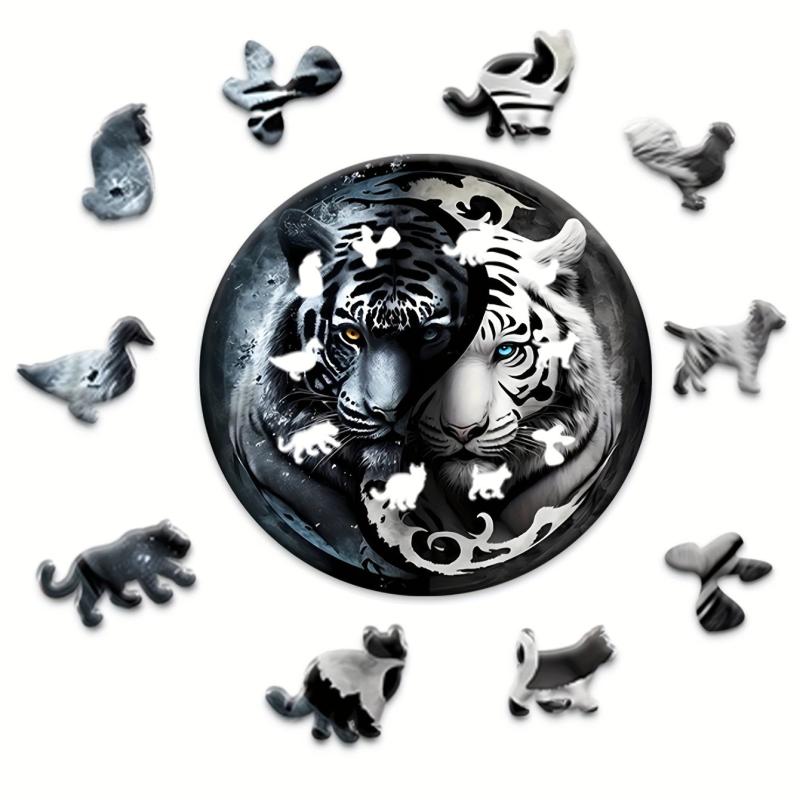 Wooden Puzzle Yin Yang Tiger Decoration Party Game