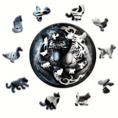 Wooden Puzzle Yin Yang Tiger Decoration Party Game