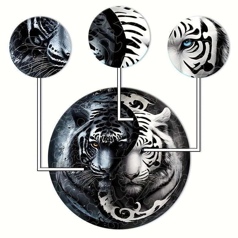 Wooden Puzzle Yin Yang Tiger Decoration Party Game