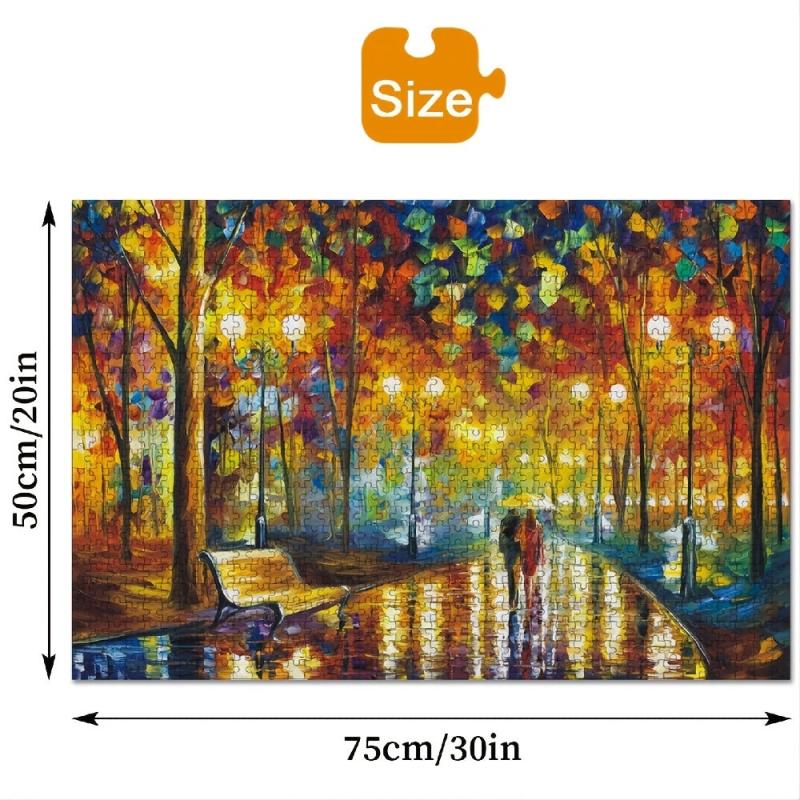 1000 Piece Wooden Puzzle Rainy Night Walk Art Educational Toy for Kids