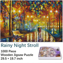 1000 Piece Wooden Puzzle Rainy Night Walk Art Educational Toy for Kids