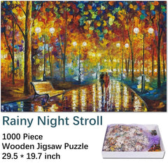 1000 Piece Wooden Puzzle Rainy Night Walk Art Educational Toy for Kids