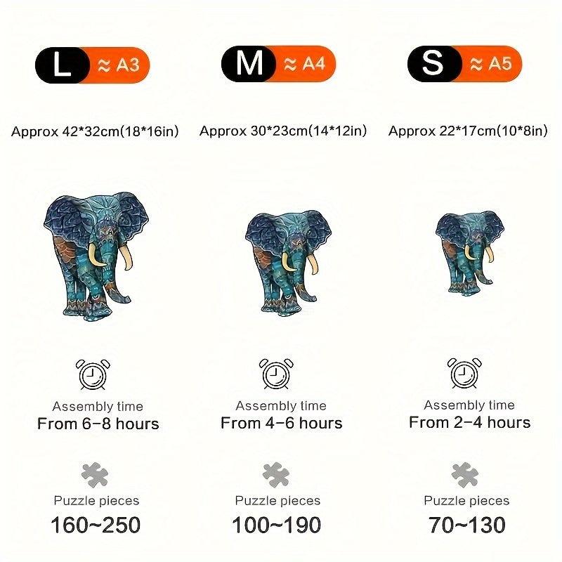 Funny Wooden Elephant Puzzle - Creative Jigsaw for Adults