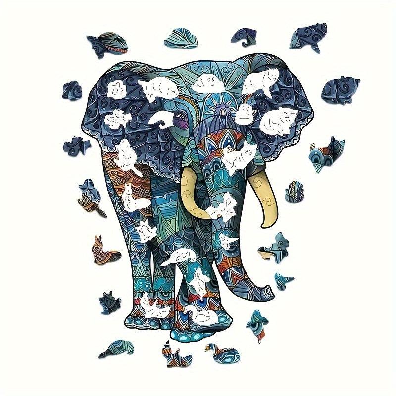 Funny Wooden Elephant Puzzle - Creative Jigsaw for Adults