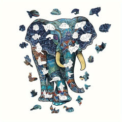 Funny Wooden Elephant Puzzle - Creative Jigsaw for Adults