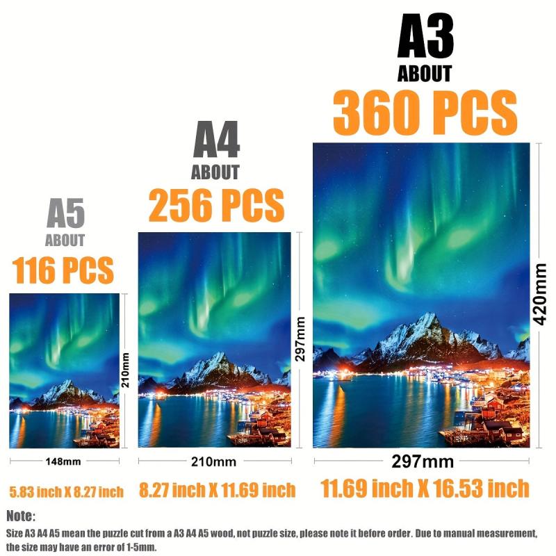 Ice Mountain Aurora Irregular Wooden Puzzle Children's Gift Challenge Toy