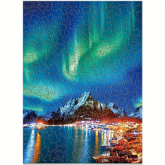 Ice Mountain Aurora Irregular Wooden Puzzle Children's Gift Challenge Toy
