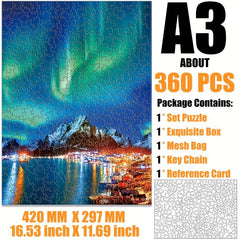 Ice Mountain Aurora Irregular Wooden Puzzle Children's Gift Challenge Toy