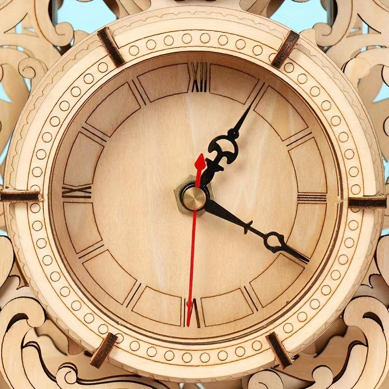 3D Wooden Puzzle Elk Desk Clock Model Kit for Adults