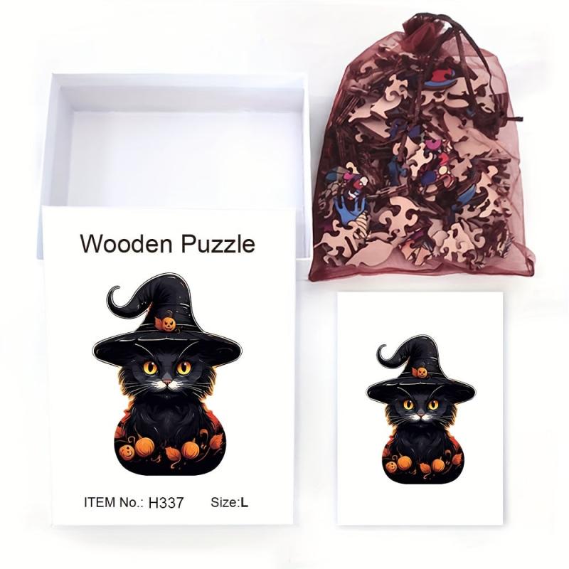 Wooden Cat Puzzle Gift Box Irregular Shape Christmas Gift