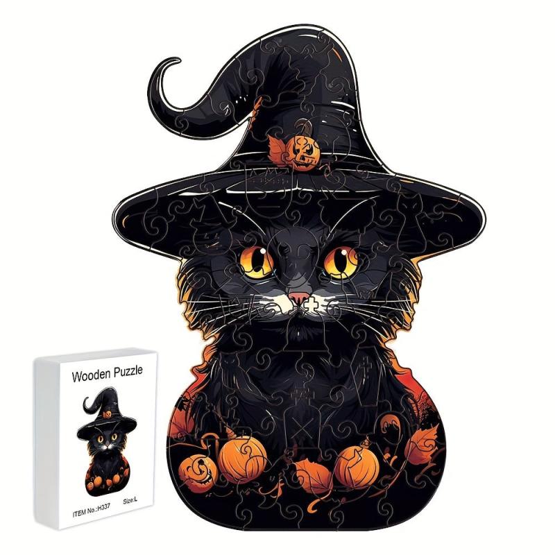 Wooden Cat Puzzle Gift Box Irregular Shape Christmas Gift