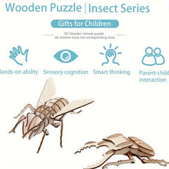 3D Wooden Insect Puzzle Model DIY Assembled Gift Toy