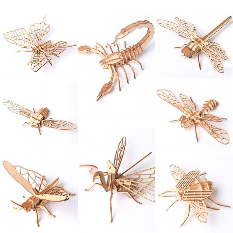 3D Wooden Insect Puzzle Model DIY Assembled Gift Toy