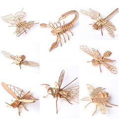 3D Wooden Insect Puzzle Model DIY Assembled Gift Toy