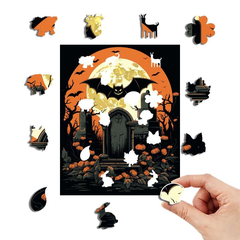 Horrible Tomb Halloween Wooden Puzzles Unique Shape High Puzzles