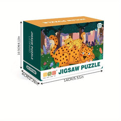 Educational Cartoon Puzzle 24 Pieces Forest Leopard Mom And Little Leopard