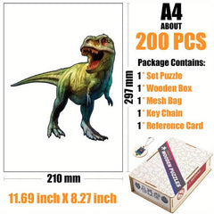 Green Dinosaur Wood Puzzle With Wooden Box